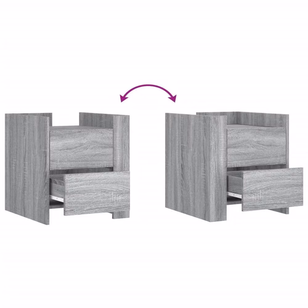 Berkfield Home Grey Sonoma Bedside Cabinet in Engineered Wood W/D/H: 45 x 50 x 50 cm – 4
