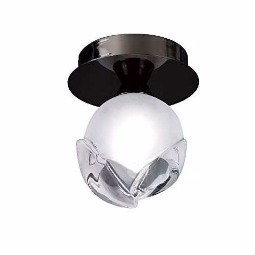 Netlighting Fragma Black Chrome G9 Single Light Ceiling Lamp with Transparent Glass Sphere