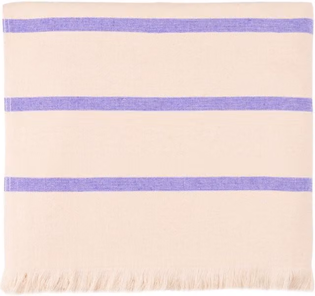 Torres Novas Lavender Boa-Nova Striped Cotton Terry Flat Towel, Purple and Multicolour, W/D/H: 180 x 400 x 100 cm