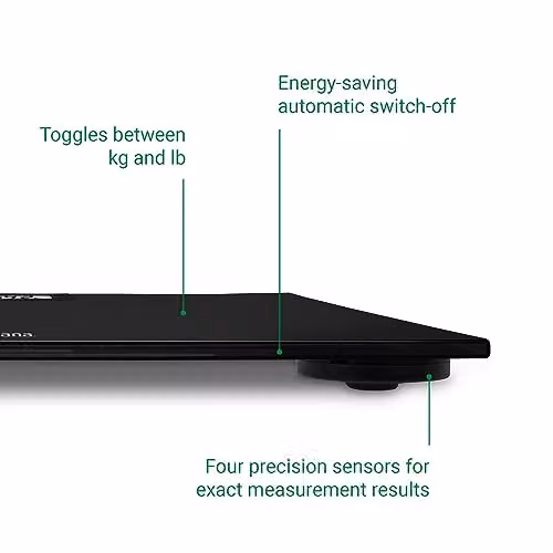 medisana PS 402 Digital Bathroom Scales in Black with Glass Surface and LCD Display, up to 180 kg – 4