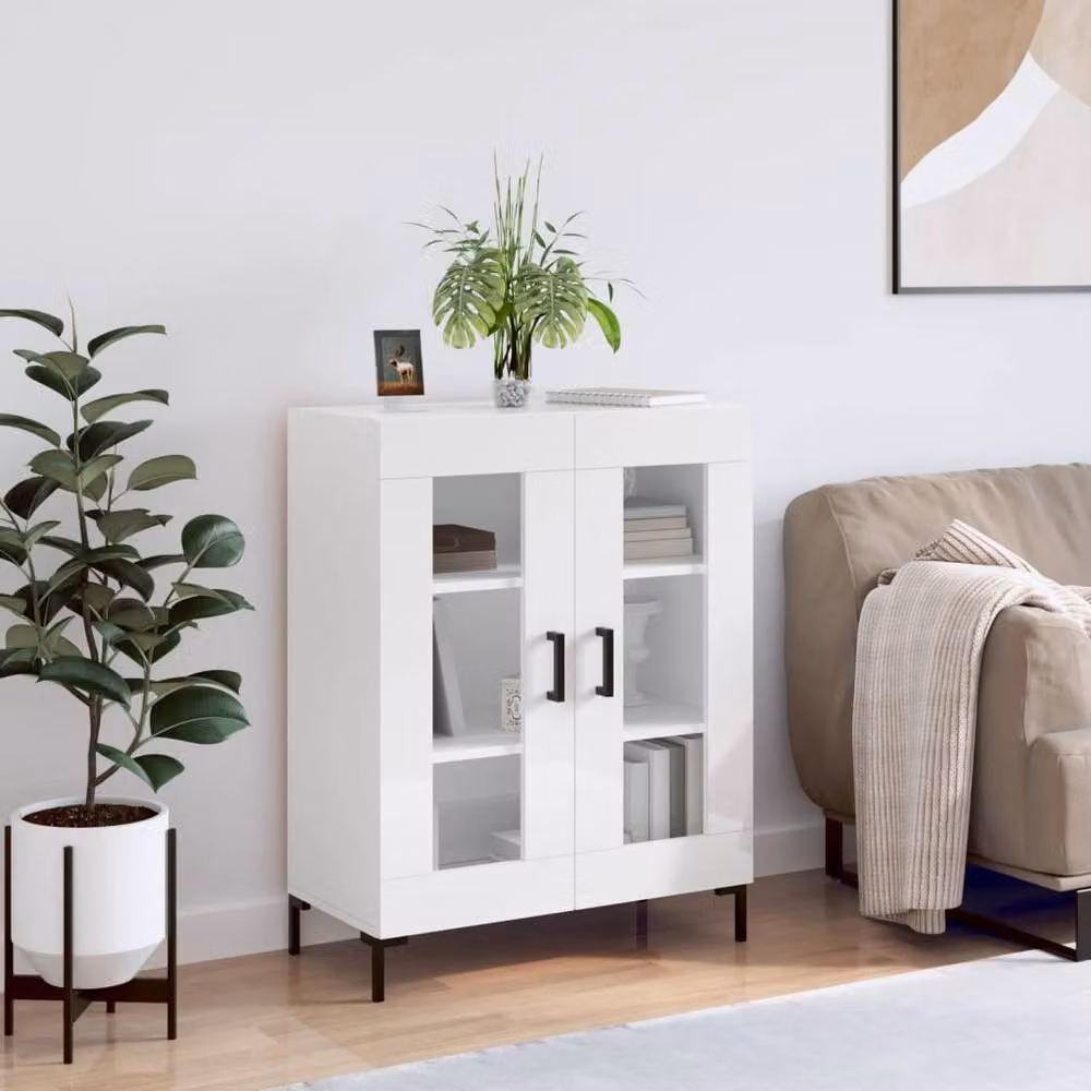 Berkfield Home High Gloss White Sideboard, W: 69.5 cm, D: 34 cm, H: 90 cm – 2