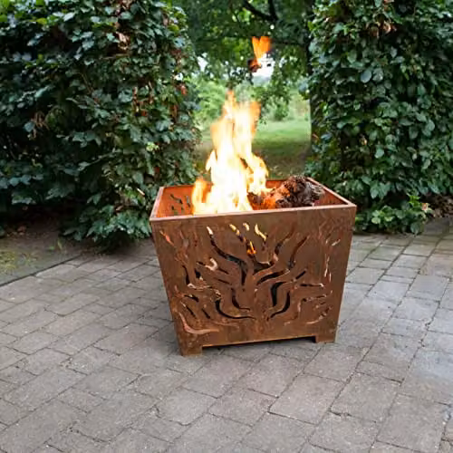 Esschert Design Fallen Fruits Small Square Metal Fire Basket in Brown Rust Finish W/D/H: 38.1 x 38.1 x 30.48 cm – 3