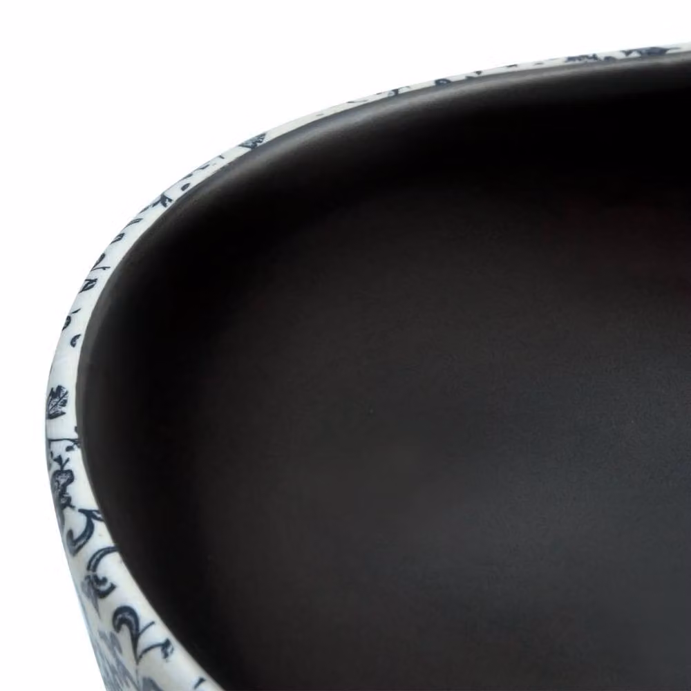 Berkfield Home Oval Ceramic Countertop Basin in Black and Blue, W: 47 cm, D: 33 cm, H: 13 cm – 5