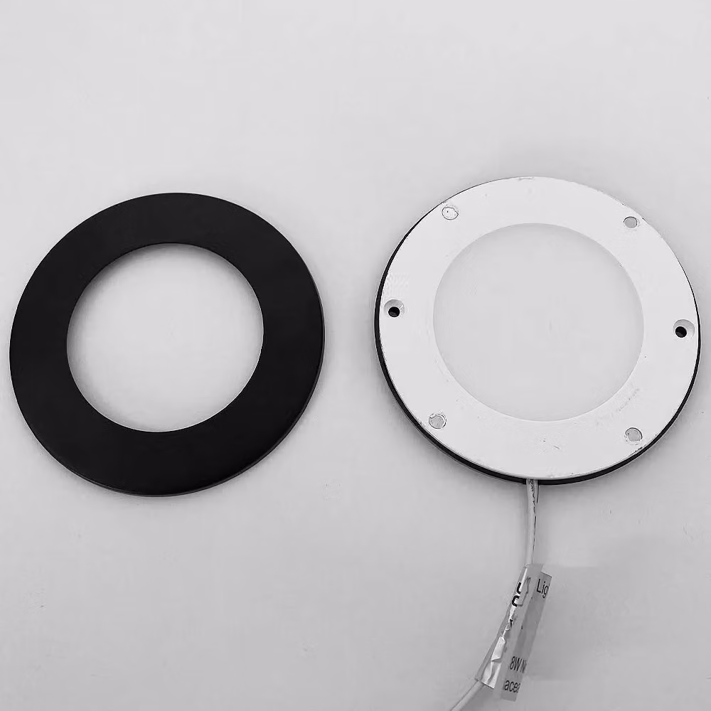 Loops 4x Round Under Cabinet Kitchen LED Light and Driver Kit in Matt Black with Warm White Diffused Light – 4