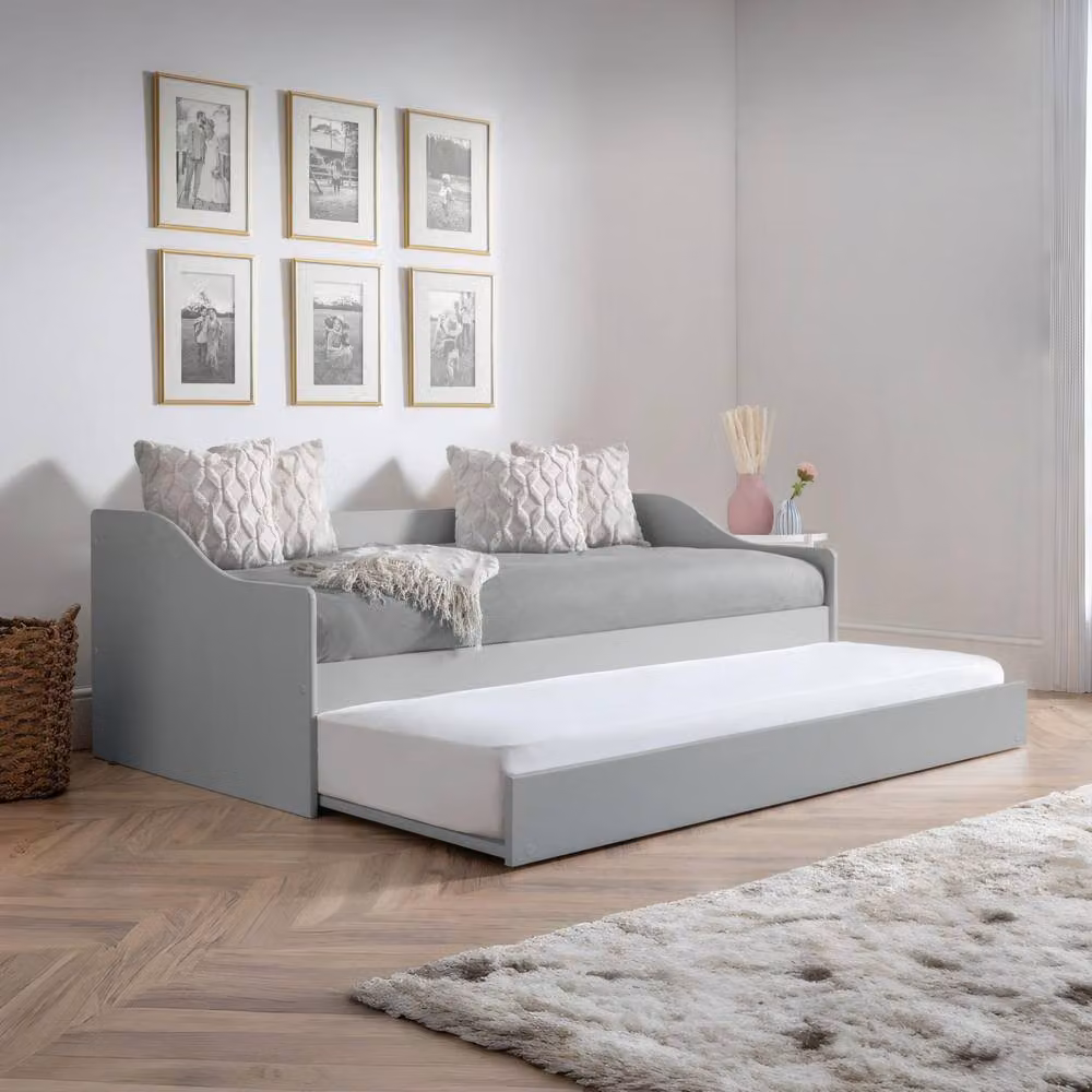 Cheshire Modern Solid Wood Daybed with Drawers in Grey, W/D/H: 90 x 200 cm – 2