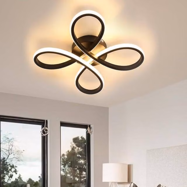 Goeco Modern LED Ceiling Light with Black Flower Design, 30W, Warm White – 1