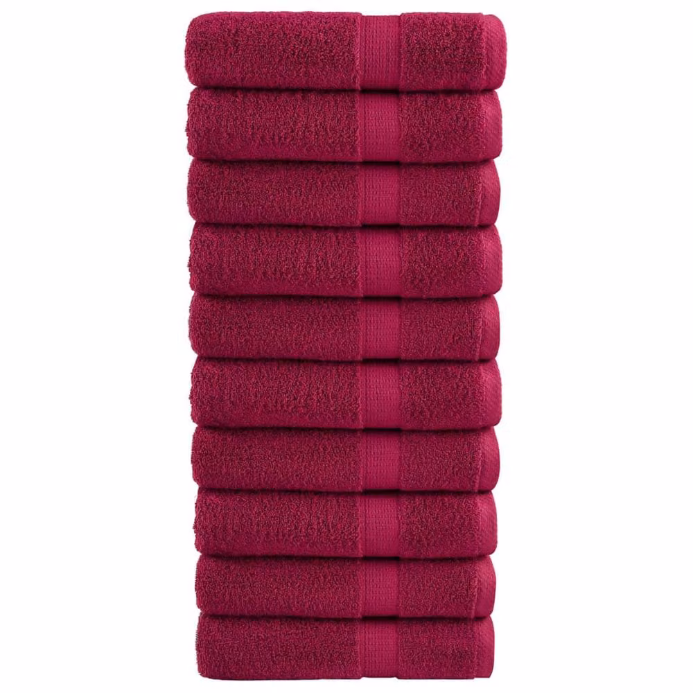 Berkfield Home SOLUND Premium Cotton Terry Bath Towels, 10-Piece Set, Bordeaux Red, 600gsm, W: 100 cm, L: 150 cm – 2