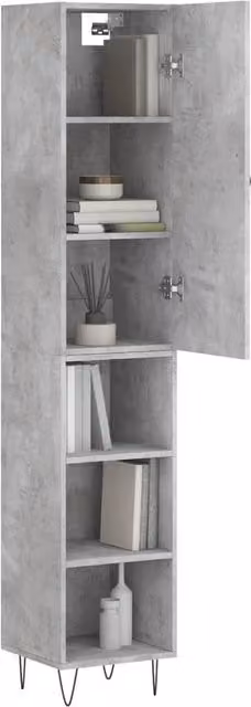Berkfield Home Industrial Highboard in Grey with Hinged Doors and Internal Shelves, W/D/H: 34.5 x 34 x 180 cm – 1