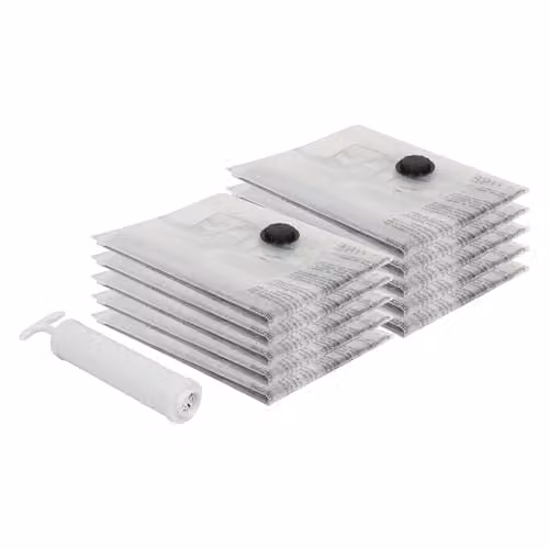 Harbour Housewares Vacuum Storage Bags with Hand Pump, Grey and Transparent, W: 60 cm x H: 80 cm, Pack of 10 – 1