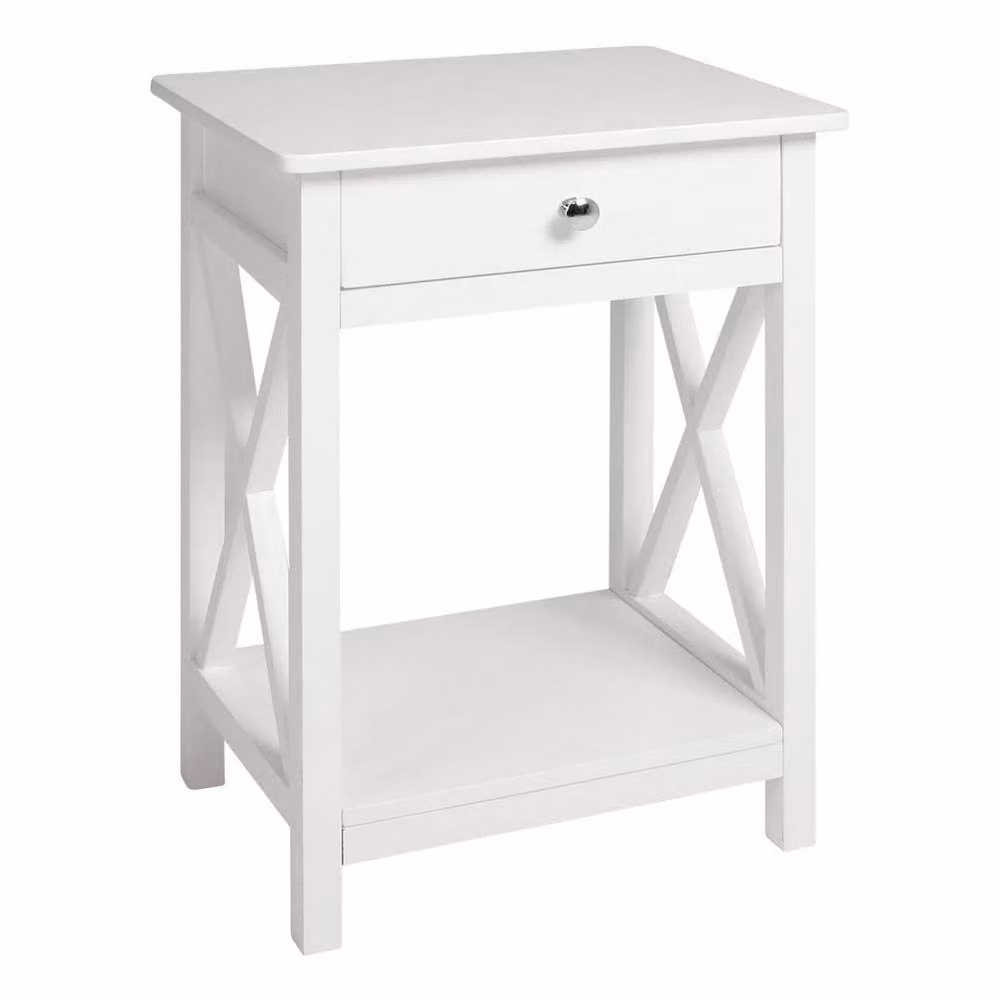 KORVIXA White Modern Bedside Table Cabinet Nightstand – 4