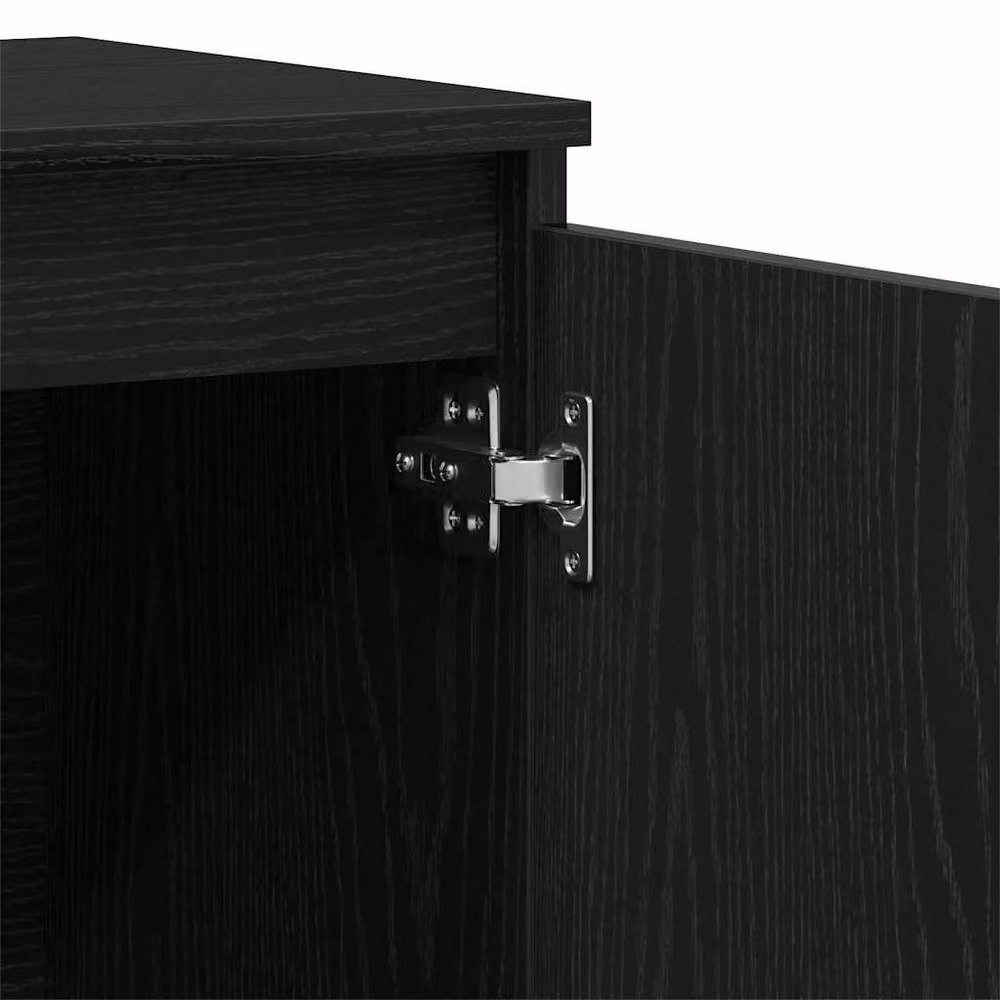 Berkfield Home Black Oak Sideboard in Black Matt Engineered Wood, W: 101 cm, D: 35 cm, H: 60 cm – 7
