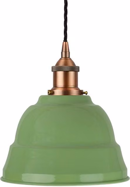 SE Home Lincoln Pendant Light in Mint Green with Matt Antique Copper and Black Twisted Details