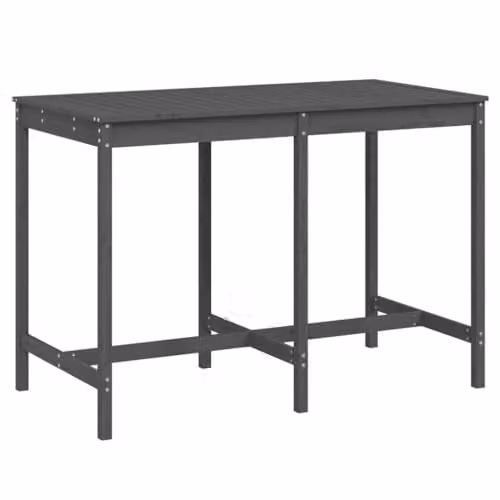vidaXL Grey Rectangular Garden Table in Solid Pine Wood W/D/H: 159.5 x 82.5 x 110 cm – 1