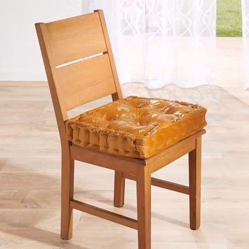 Eldo Gold Velvet Chair Booster Cushion, Orange, W/D/H: 45 x 45 x 10 cm