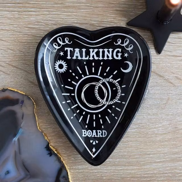 Uniqueful Talking Board Planchette Trinket Dish in Black, Diameter: 15 cm