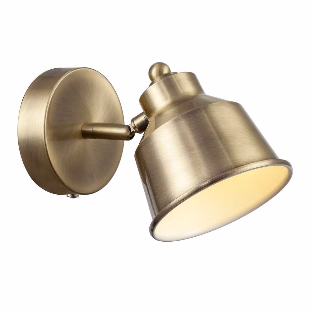 Happy Homewares Modern Wireless Rechargeable Dimmable LED Spot Wall Light in Gold/Brass – 2