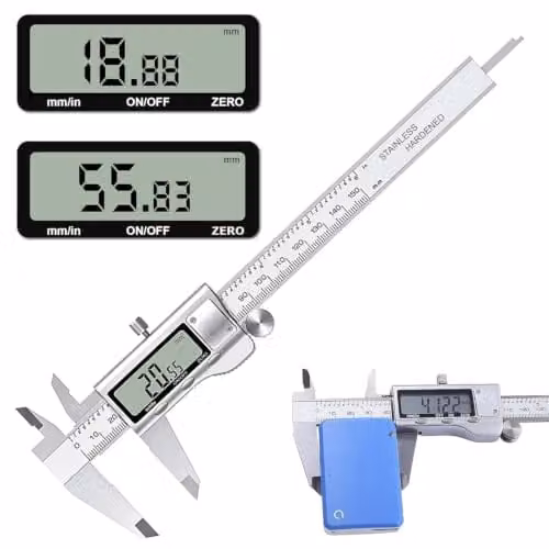 ATEK Digital Vernier Caliper, 150mm Stainless Steel Electronic Measuring Tool with LCD and Inch/Millimeter Conversion, Silver – 1