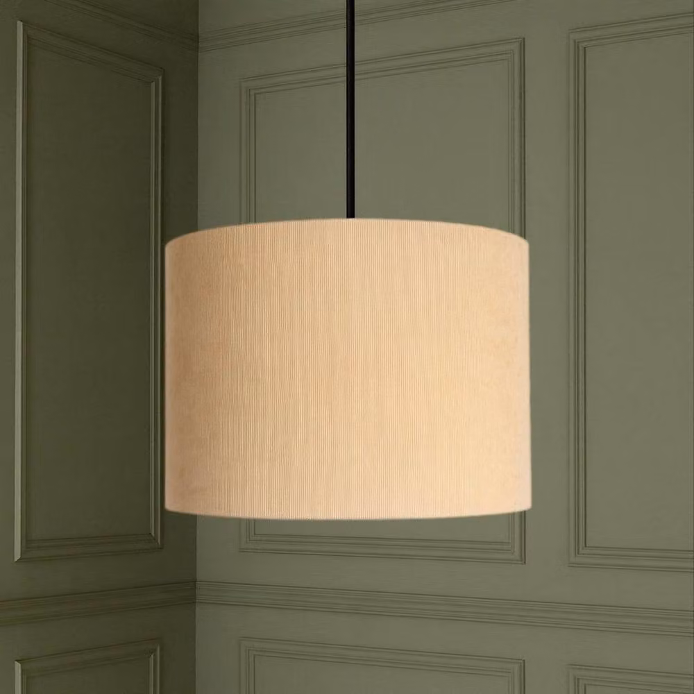 CGC Lighting Lola Round Corduroy Lampshade with Silk Lining in Beige, Diameter: 30 cm – 3