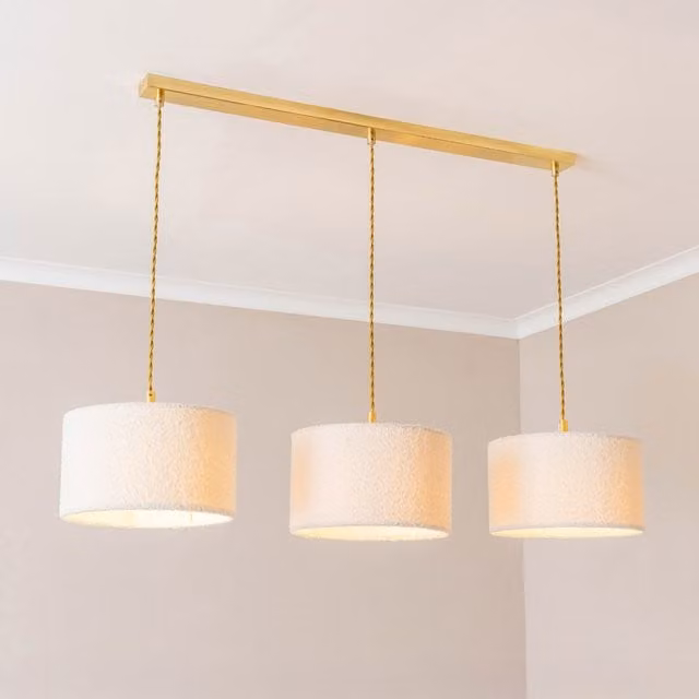 ValueLights Reni Boucle 3 Drop Bar Pendant Ceiling Light with LED Bulbs in Gold and Black