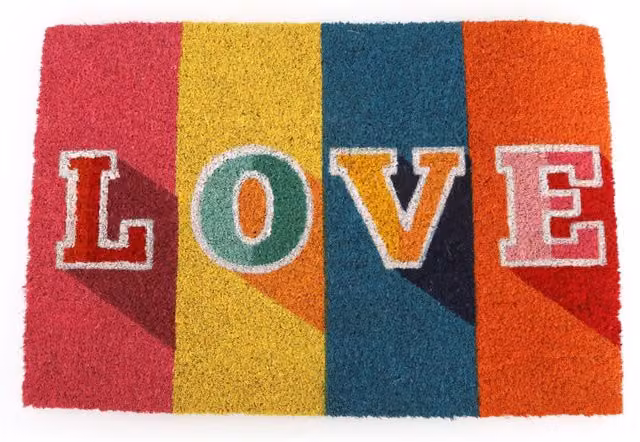 KDMK Rainbow Love Multicolour Striped Rectangular Doormat