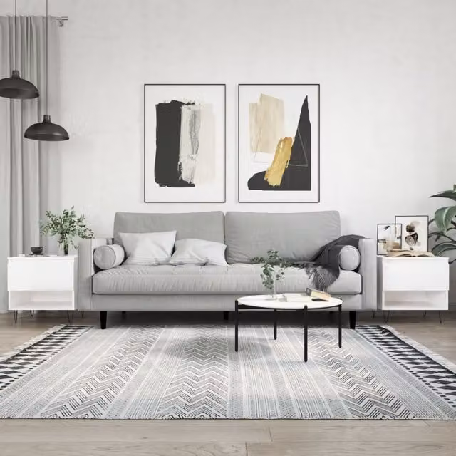 Berkfield Home Set of 2 High Gloss White Square Coffee Tables, W/D/H: 50 x 46 x 50 cm – 1