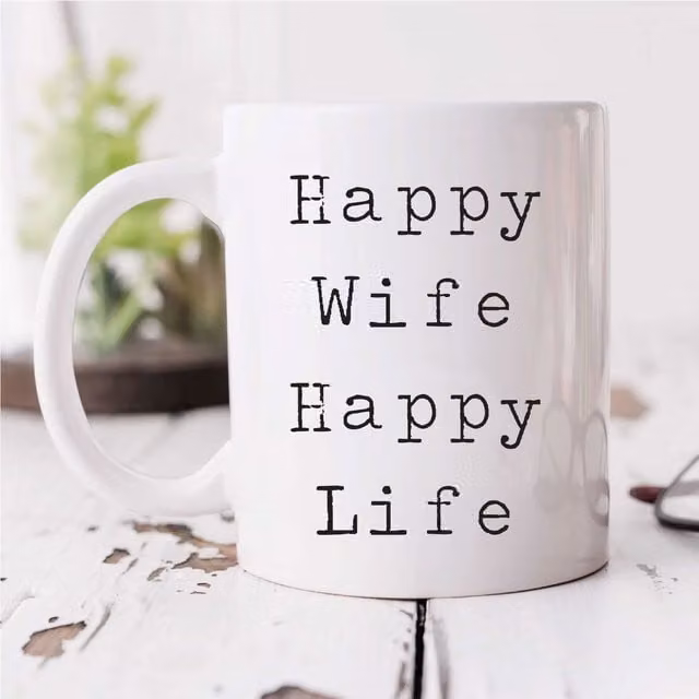 60 Second Makeover Limited Happy Wife Happy Life Ceramic Mug in White