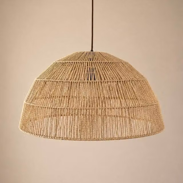 CGC Lighting Thalia Natural Woven Hemp String Dome Lampshade, Beige, Diameter: 50 cm