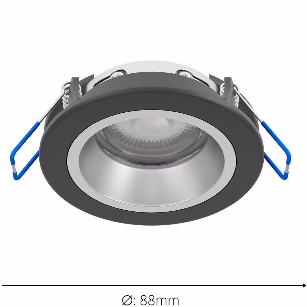 Loops 2 Pack Modern Round LED Ceiling Spotlight in Black and Silver with Bulbs Included – 4