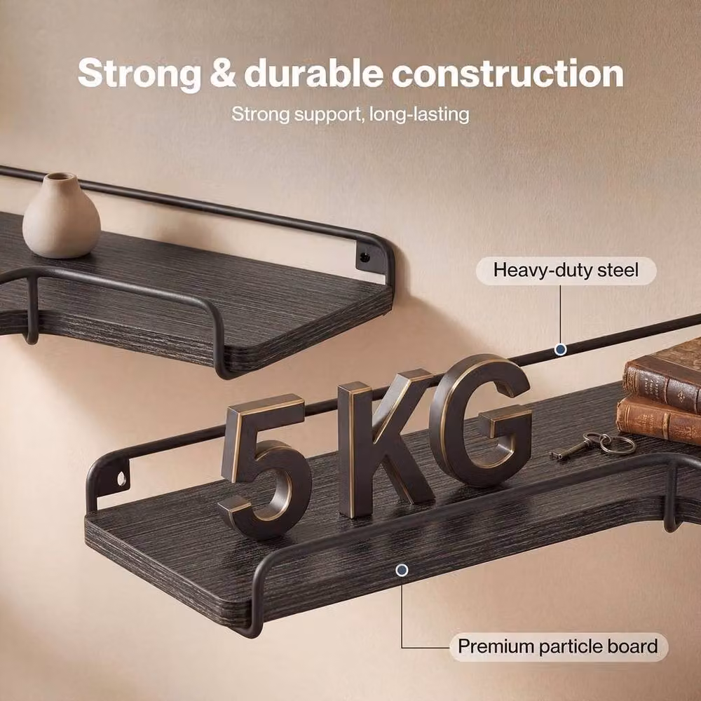 Kelvenix Set of 2 Black Floating Corner Wall Shelves for Kitchens, W/D/H: 100 x 100 x 100 cm – 5