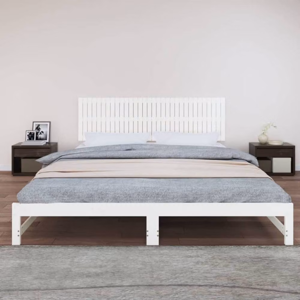 Berkfield Home White Rustic Solid Wood Pine Wall Headboard W/D/H: 204 x 3 x 60 cm – 2