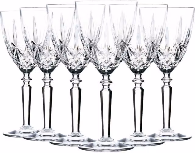 RCR Crystal Orchestra Wine Glass Set, 6 x 290ml Red or White Wine Goblets, Clear – 1