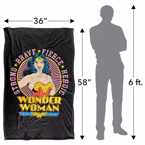 Warner Bros. Wonder Woman Circle Portrait Super Soft Fleece Throw Blanket, Multicolour, W: 91.44 cm x L: 147 cm – 4