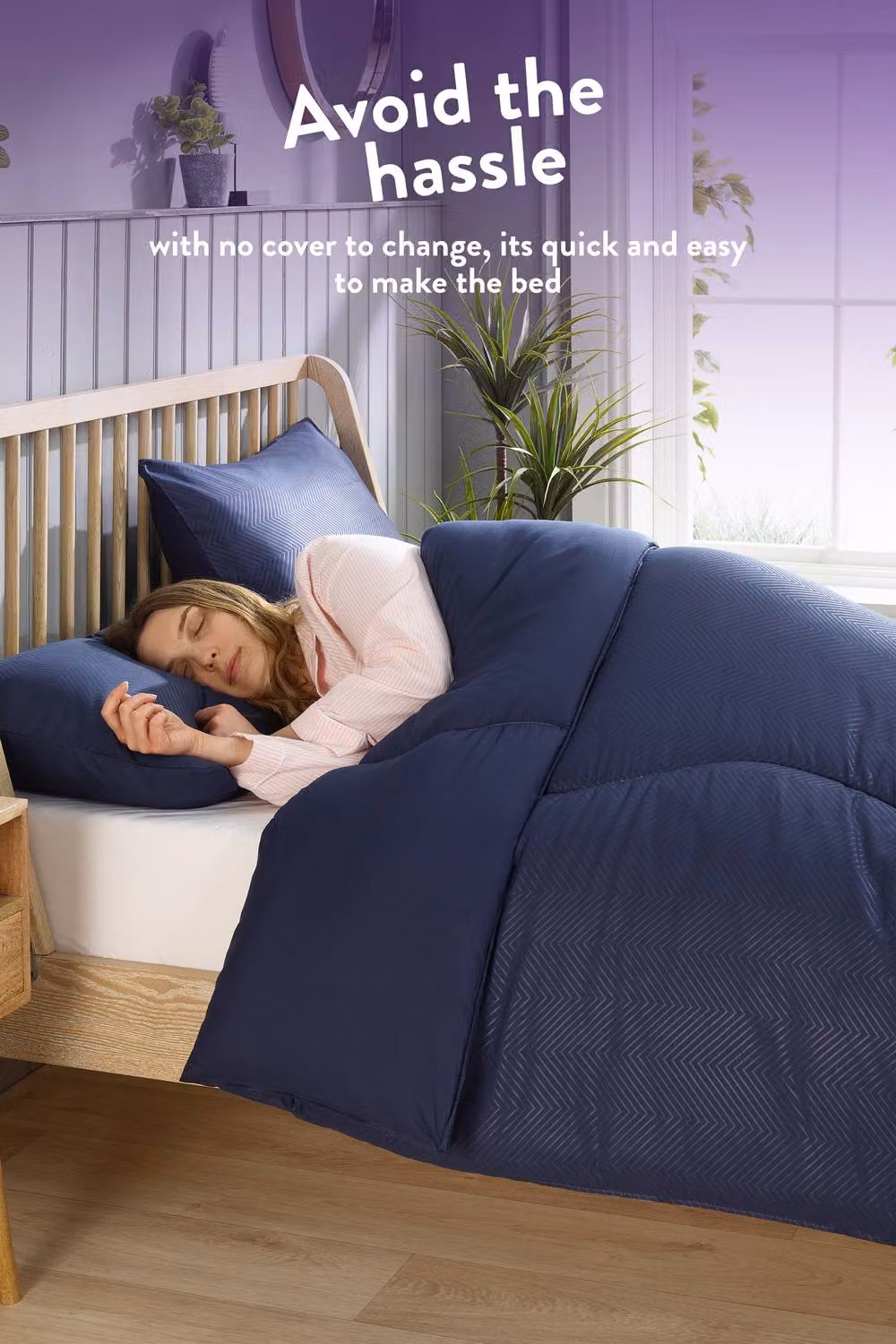 Slumberdown Navy Blue Embossed Herringbone 10.5 Tog Coverless Duvet – 2