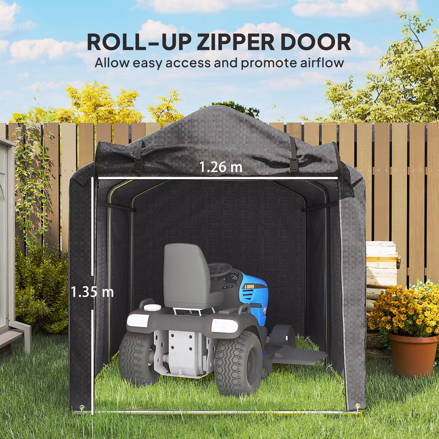 Outsunny Waterproof Anti-UV Bike Tent with Storage and Roll-up Zipper Door, Black, W: 2.2 m, D: 1.6 m – 6