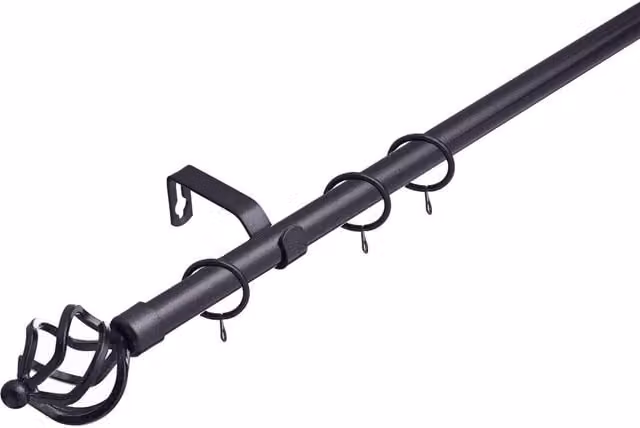 Lister Cartwright Extendable Metal Curtain Pole Rod, 19 mm, available in Grey, Turquoise or Black