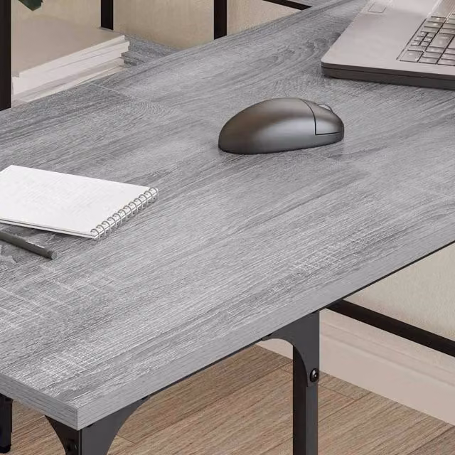 Berkfield Home Decorative Grey Sonoma Desk, W/D/H: 139 x 139 x 75 cm