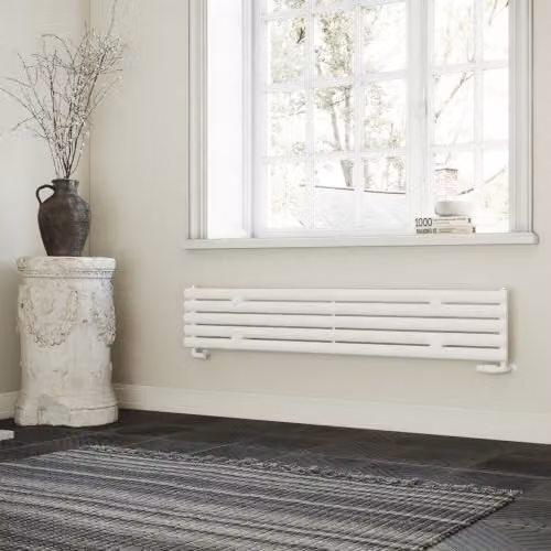 UK Radiators Omeara Axis White Elliptical Tube Horizontal Designer Radiator W: 160 cm, H: 29 cm – 2
