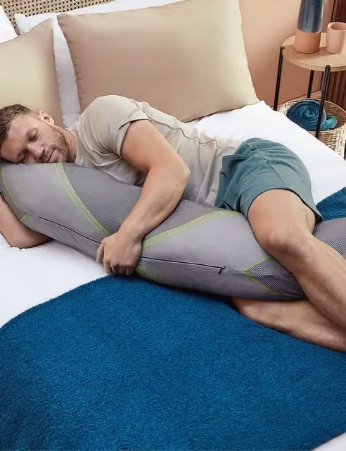 KALLY SLEEP Sports Recovery Medium Body Pillow in Grey Mix with Lyocell and Cotton Cooling Fabric