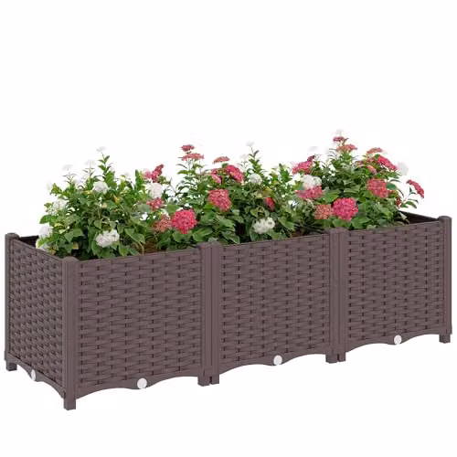 Outsunny Brown Plastic Self-Watering Raised Garden Bed with Legs W/D/H: 120 x 40 x 37 cm
