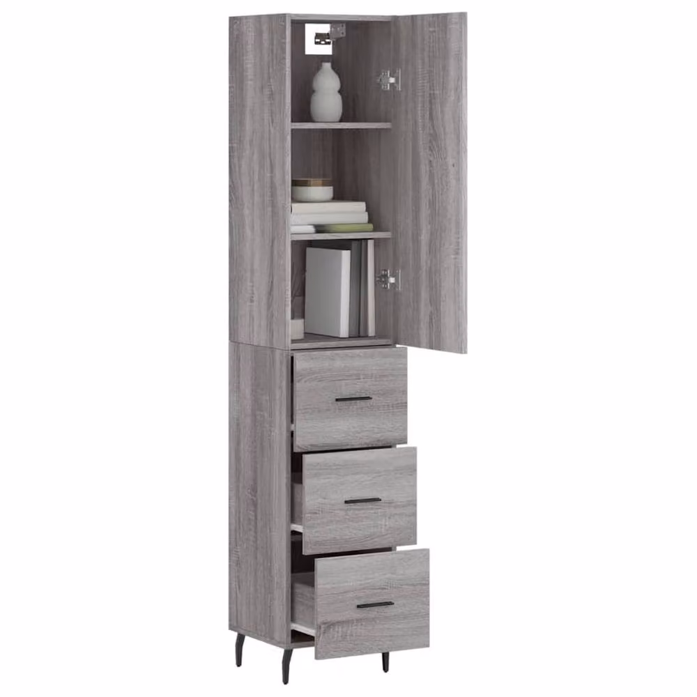 Berkfield Home Grey Sonoma Highboard, W/D/H: 34.5 x 34.0 x 180.0 cm – 2