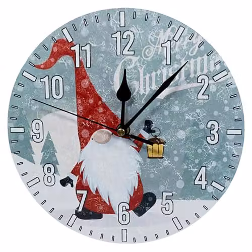 mysmartbuy Christmas Gonk Quartz Wall Clock, Multicolour, Diameter: 23 cm