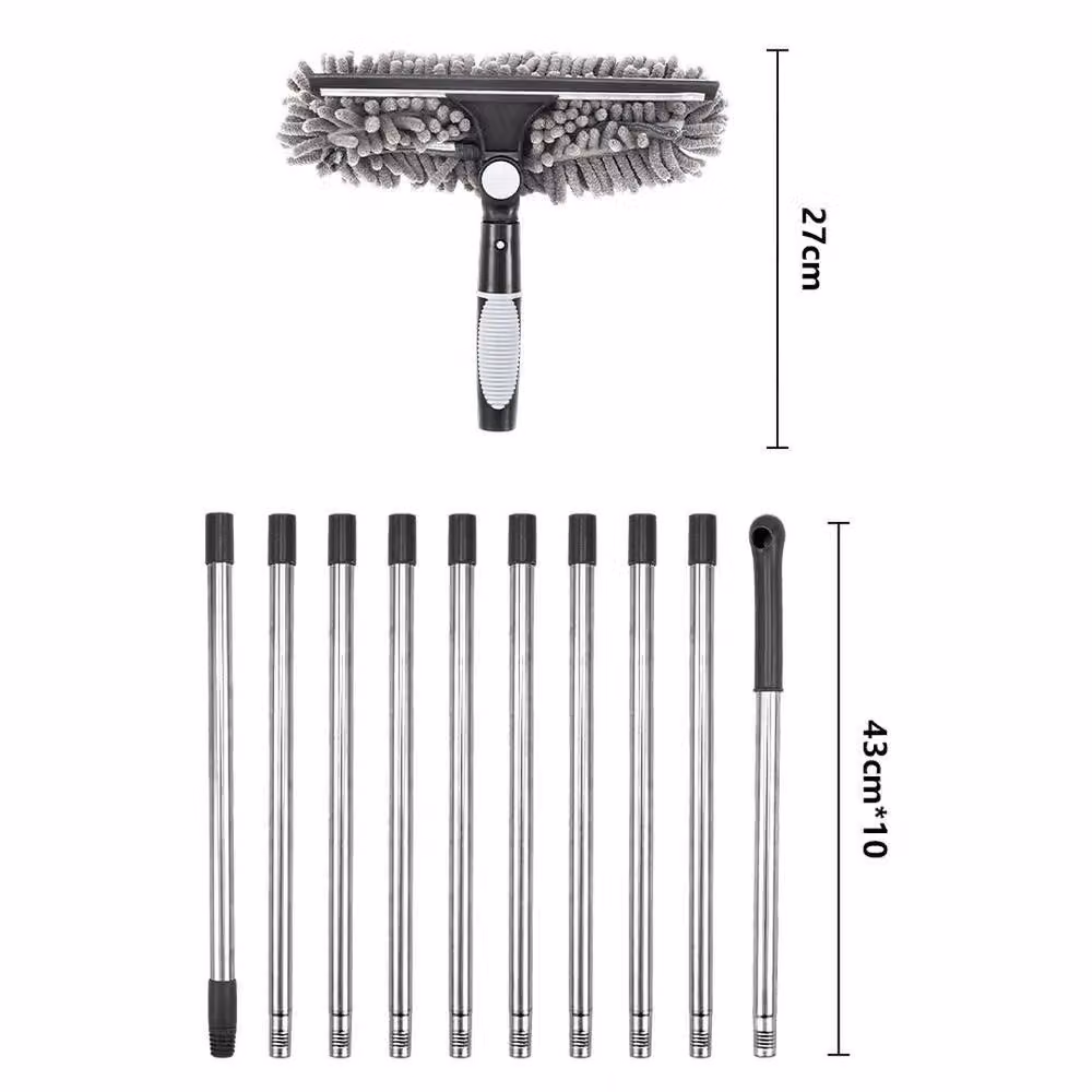 KORVIXA Grey Telescopic Window Glass Cleaning Squeegee and Scraper with Microfibre and Rubber – 2