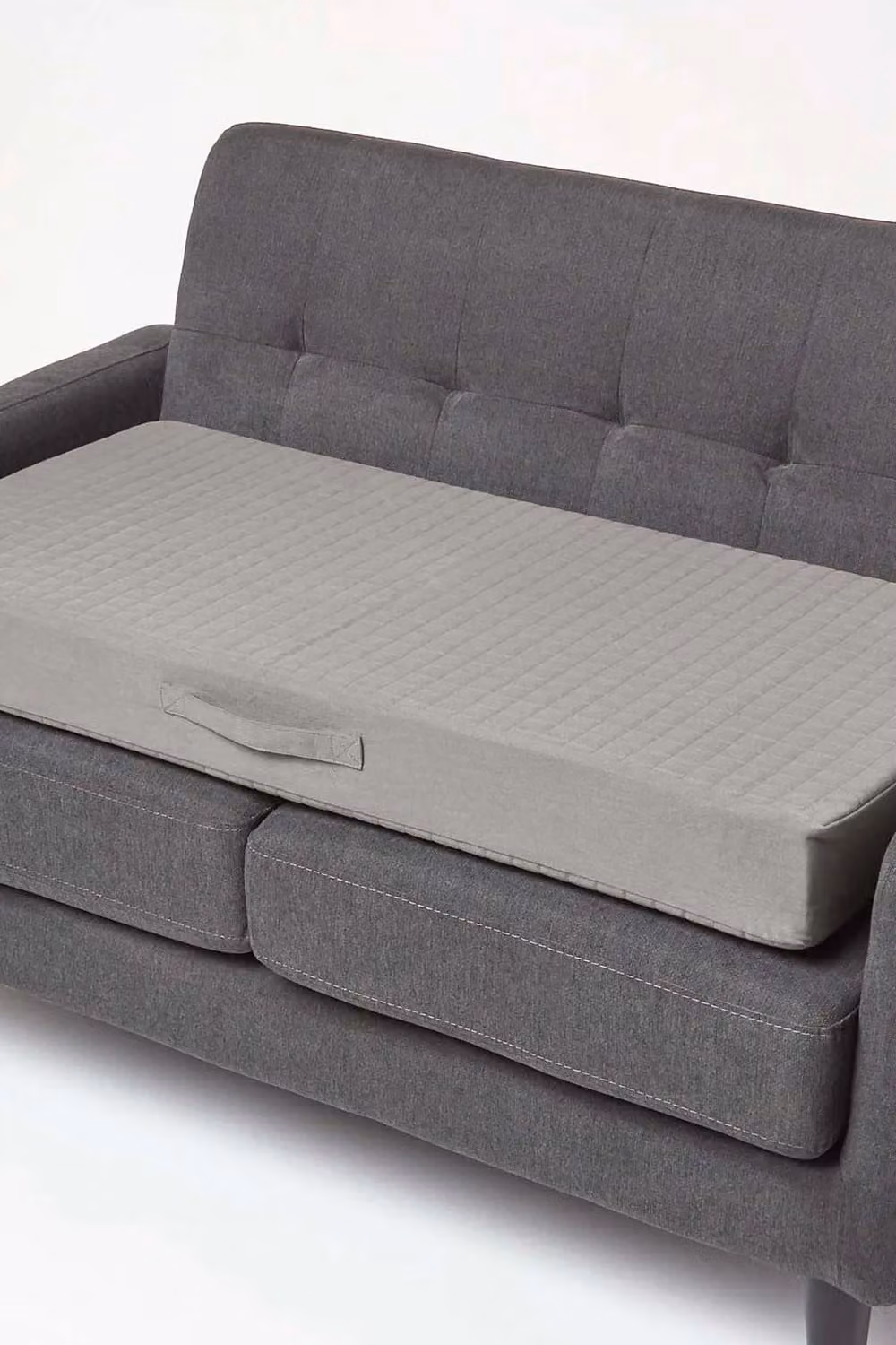 Homescapes Quilted Cotton 2 Seater Orthopaedic Booster Cushion Cover in Grey, W/D/H: 100 x 50 x 10 cm – 2