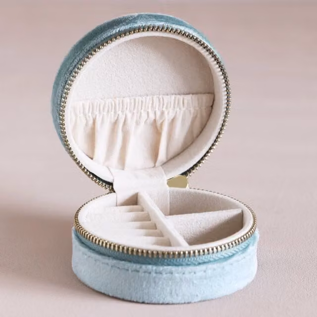 Lisa Angel Women's Mint Green Velvet Round Travel Jewellery Case