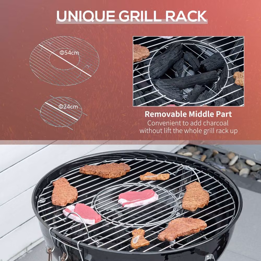 Rolipo Portable Charcoal Kettle Grill in Black – 3