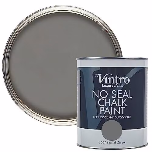 Vintro No Seal Chalk Paint in Cloudburst Dark Grey, 1 Litre