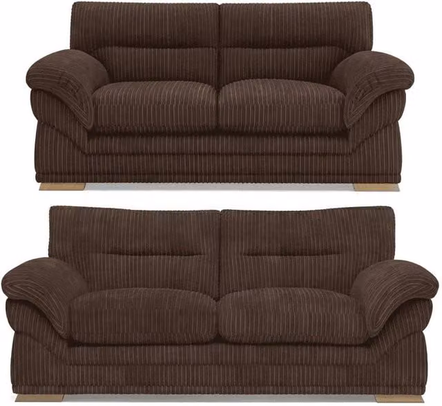 Bliss Furniture Amalfi 3+2 Seater Claude Sofa Set in Brown Modern Plush Fabric