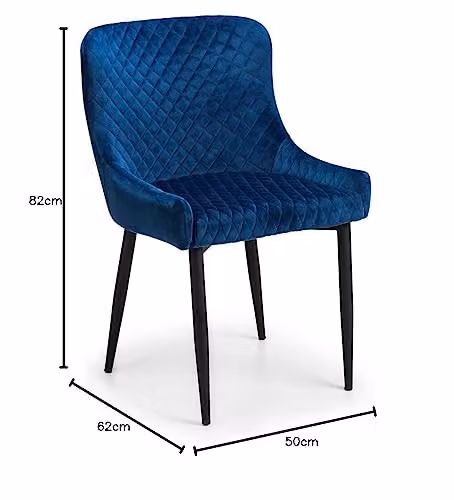 Julian Bowen Luxe Set of 2 Velvet Upholstered Dining Chairs in Blue and Black – 2