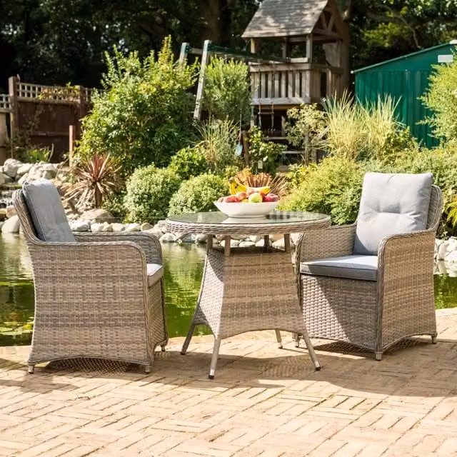 Oseasons Hampton Rattan 2 Seat Bistro Set in Brown and Grey