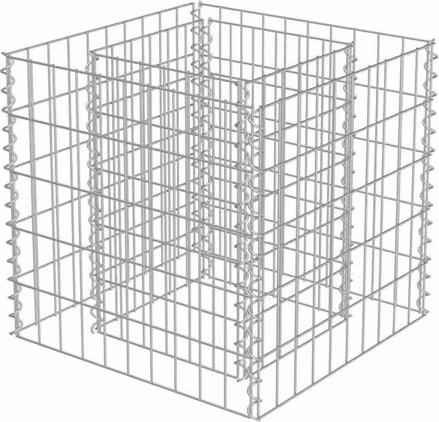 Berkfield Home Durable Galvanised Steel Gabion Raised Bed in Silver, W/D/H: 50 x 50 x 50 cm – 1